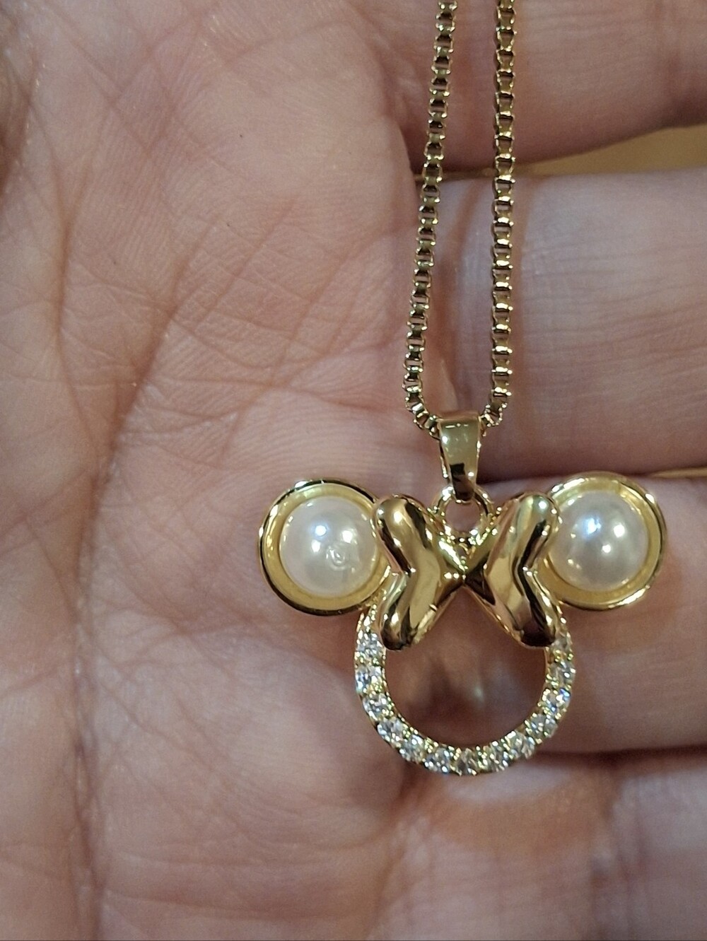 Gold Plated Diamond Minnie Mouse Necklace - Picture 4 of 5